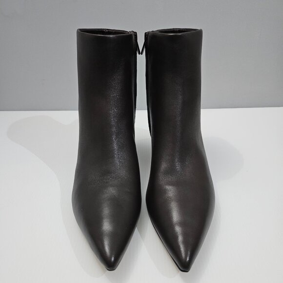 Vince Fitz Ankle Bootie Size 9.5 Truffle Brown Leather Pointed Toe Block Heel - Picture 5 of 14